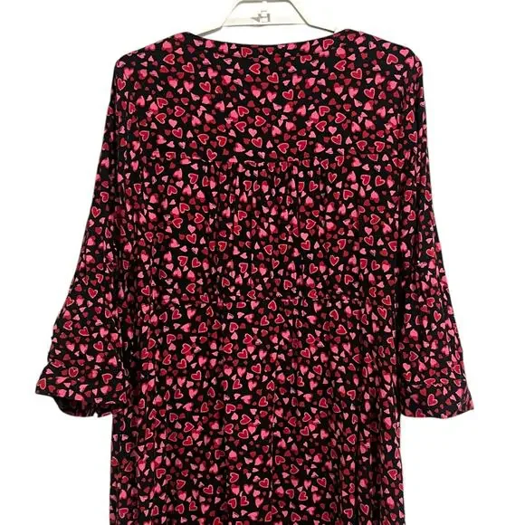 Torrid Heart Print Zip Front VNeck Roll Tab Sleeve Dress - Picture 4 of 8